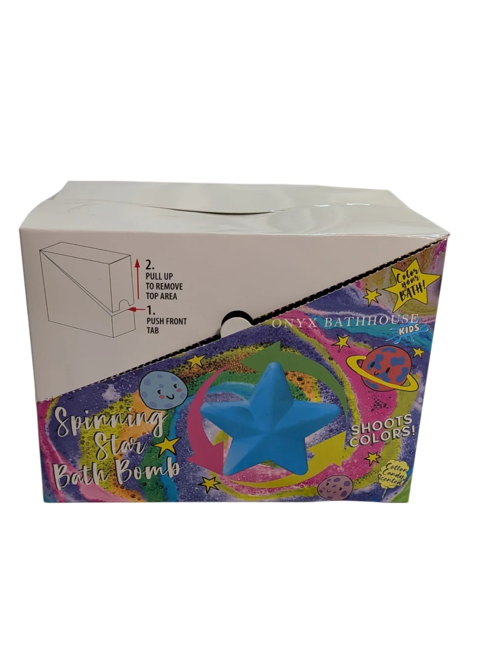 Onyx Bathhouse Kids Spinning Star Bath Bomb Blue Cotton Candy 2.5 oz 4 Pack
